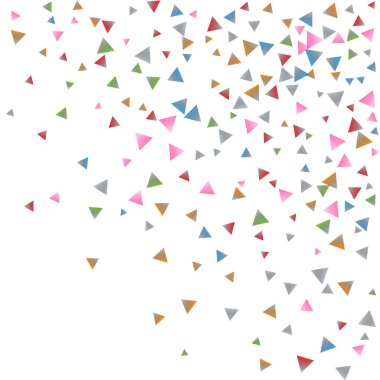Beyaz zemin üzerine konfeti üçgenler.