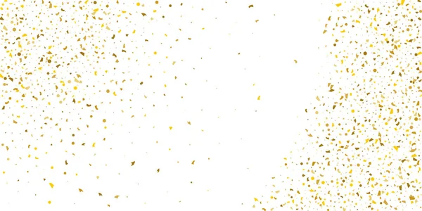 Golden glitter confetti on a white background. — Stock Vector