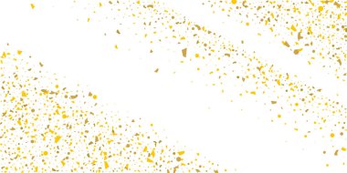 Beyaz arka planda altın parıltılı konfeti.