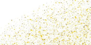 Beyaz arka planda altın parıltılı konfeti.