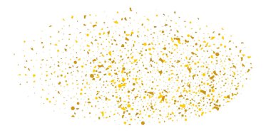 Beyaz arka planda altın parıltılı konfeti.