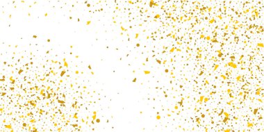 Beyaz arka planda altın parıltılı konfeti.