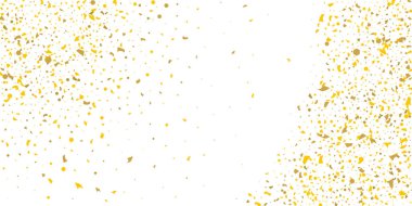 Beyaz arka planda altın parıltılı konfeti.