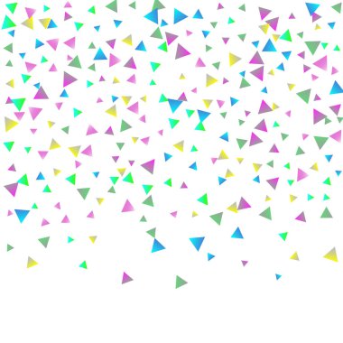 Beyaz zemin üzerine konfeti üçgenler.
