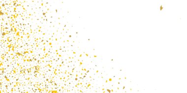 Beyaz arka planda altın parıltılı konfeti.