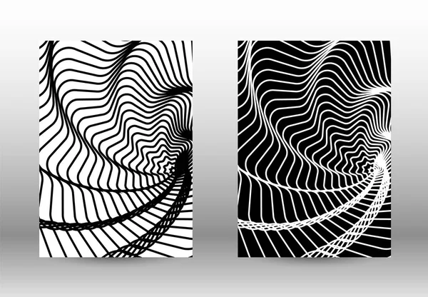 Conjunto de patrones abstractos con líneas distorsionadas. — Vector de stock