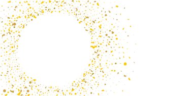 Beyaz arka planda altın parıltılı konfeti.