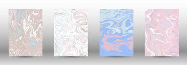  Modern örtüler. Soyut mermer desen. Açık mavi, bej, pembe, beyaz şekilli lav figürleri. Bulanık çizgiler ve dairelerden oluşan bir illüstrasyon. İş tasarımınız için şablon.