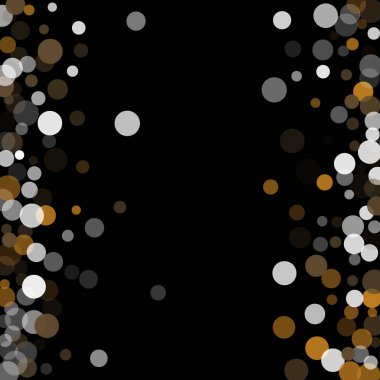 Altın, beyaz ve gri konfeti şeffaf noktalar.