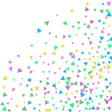 Beyaz zemin üzerine konfeti üçgenler.