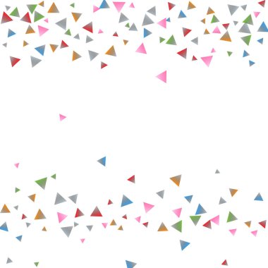 Beyaz zemin üzerine konfeti üçgenler. Çok renkli parlak parçacıklar bir damla Illustration. Dekoratif unsur. Tasarım, kartları, davetiyeleri, hediye, VIP için lüks arka plan.