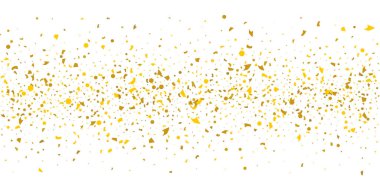 Beyaz arka planda altın parıltılı konfeti.