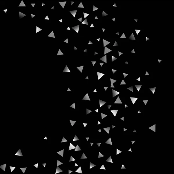 Triangle de confettis argent sur fond noir . — Image vectorielle