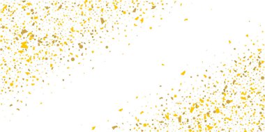Beyaz arka planda altın parıltılı konfeti.