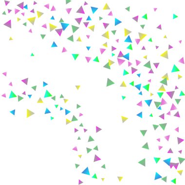 Beyaz zemin üzerine konfeti üçgenler.