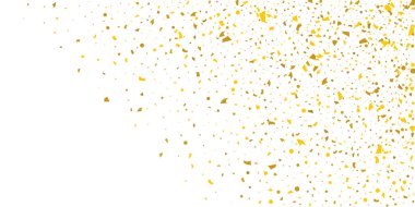 Beyaz arka planda altın parıltılı konfeti.