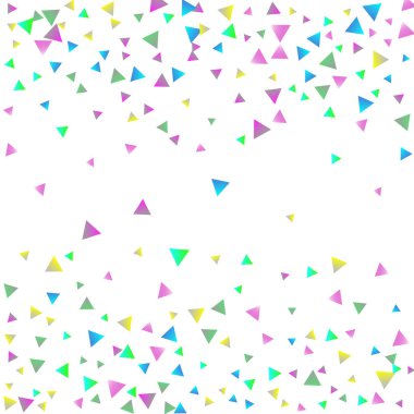Beyaz zemin üzerine konfeti üçgenler. Çok renkli parlak parçacıklar bir damla Illustration. Dekoratif unsur. Tasarım, kartları, davetiyeleri, hediye, VIP için lüks arka plan.