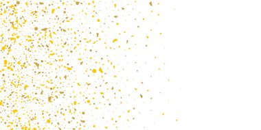 Beyaz arka planda altın parıltılı konfeti.