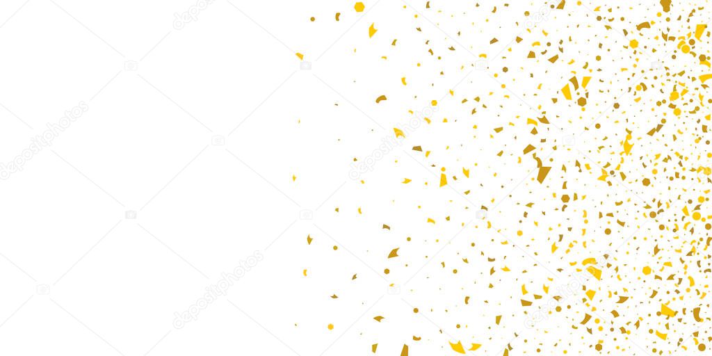 Golden glitter confetti on a white background.