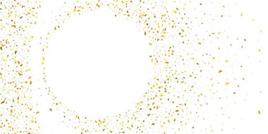 Beyaz arka planda altın parıltılı konfeti.