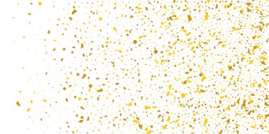 Beyaz arka planda altın parıltılı konfeti.