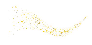 Beyaz arka planda altın parıltılı konfeti.