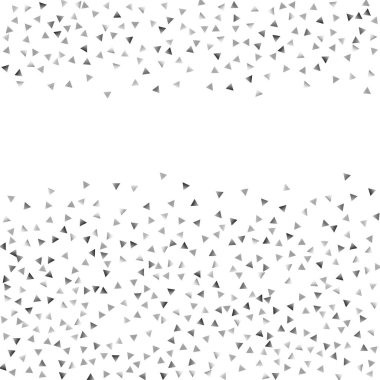 Beyaz bir arka plan üzerinde gümüş konfeti üçgen. Soyut kutlama arka planda bir gümüş üçgen şeklinde. Dekoratif unsur. Tasarım, kartları, davetiyeleri, hediyeler için uygundur..