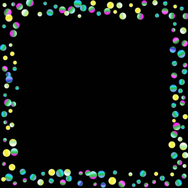 Цветные конфетти-точки разбросаны по черному — стоковый вектор