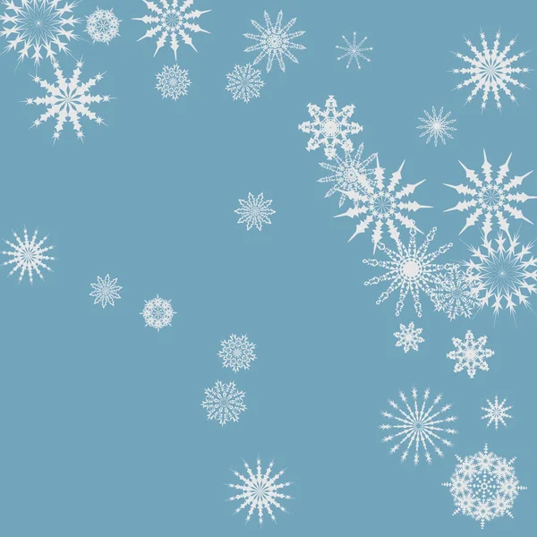 Kerstmis Nieuwjaar Blauwe Vector Achtergrond Met Witte Sneeuwvlokken Geschikt Voor — Stockvector