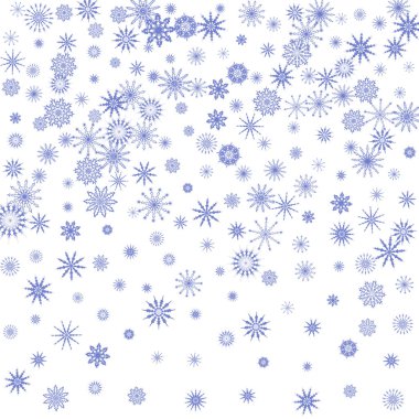 Beyaz arkaplanda mavi kar taneleri. 