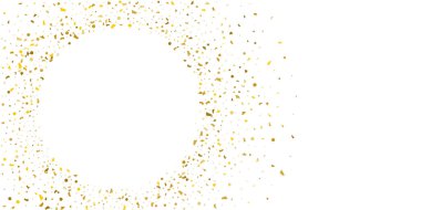 Beyaz arka planda altın parıltılı konfeti.