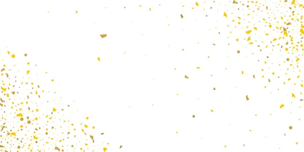 Golden glitter confetti on a white background. — Stock Vector