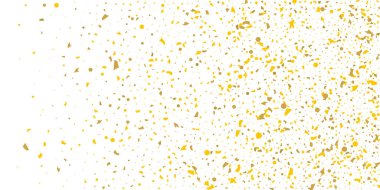 Beyaz arka planda altın parıltılı konfeti.