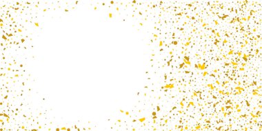 Beyaz arka planda altın parıltılı konfeti.