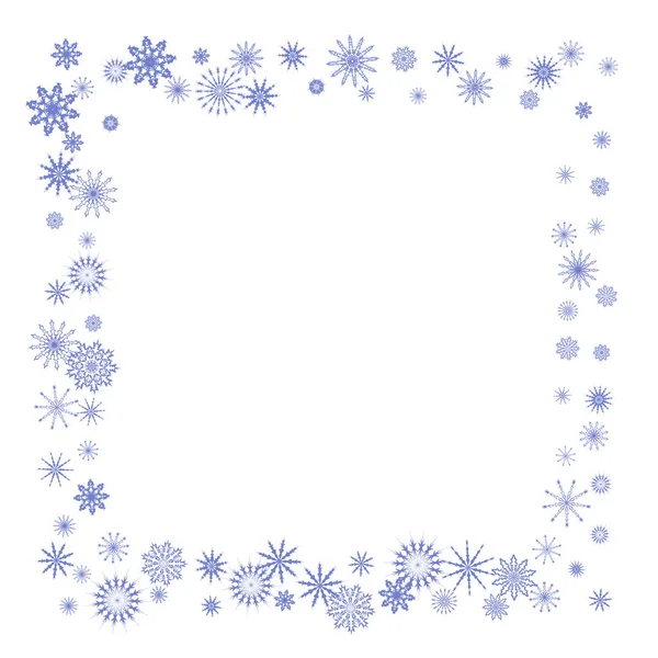 Copos de nieve azules sobre un fondo blanco. — Vector de stock
