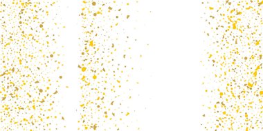 Beyaz arka planda altın parıltılı konfeti.