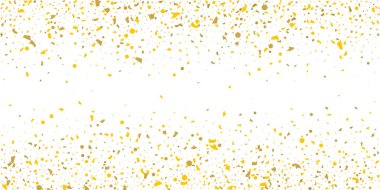 Beyaz arka planda altın parıltılı konfeti.