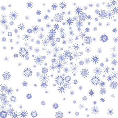 Beyaz arkaplanda mavi kar taneleri. 