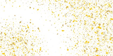 Beyaz arka planda altın parıltılı konfeti.