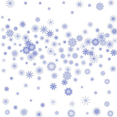 Beyaz arkaplanda mavi kar taneleri. 