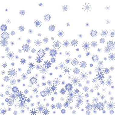 Beyaz arkaplanda mavi kar taneleri. 