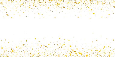 Beyaz arka planda altın parıltılı konfeti.