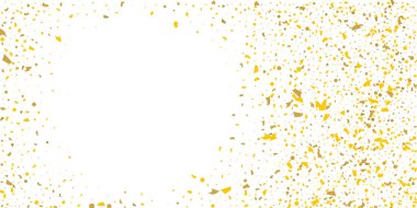 Beyaz arka planda altın parıltılı konfeti.