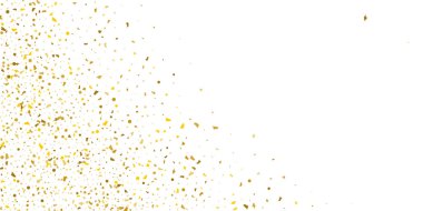 Beyaz arka planda altın parıltılı konfeti.