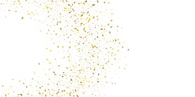 Beyaz arka planda altın parıltılı konfeti.