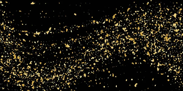 Brokat złoty cząstek konfetti na czarnym — Wektor stockowy