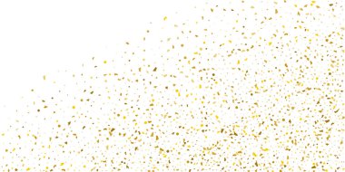 Beyaz arka planda altın parıltılı konfeti.