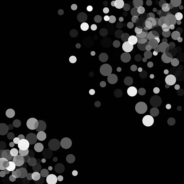 Confettis à paillettes argentées sur fond noir . — Image vectorielle