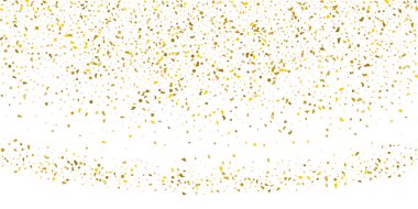 Beyaz arka planda altın parıltılı konfeti.