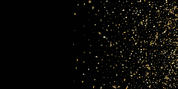 Paillettes de particules dorées de confettis sur un noir — Image vectorielle